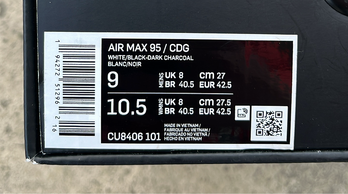Air Max 95 CDG Grey - EU42,5 / US9 / UK8