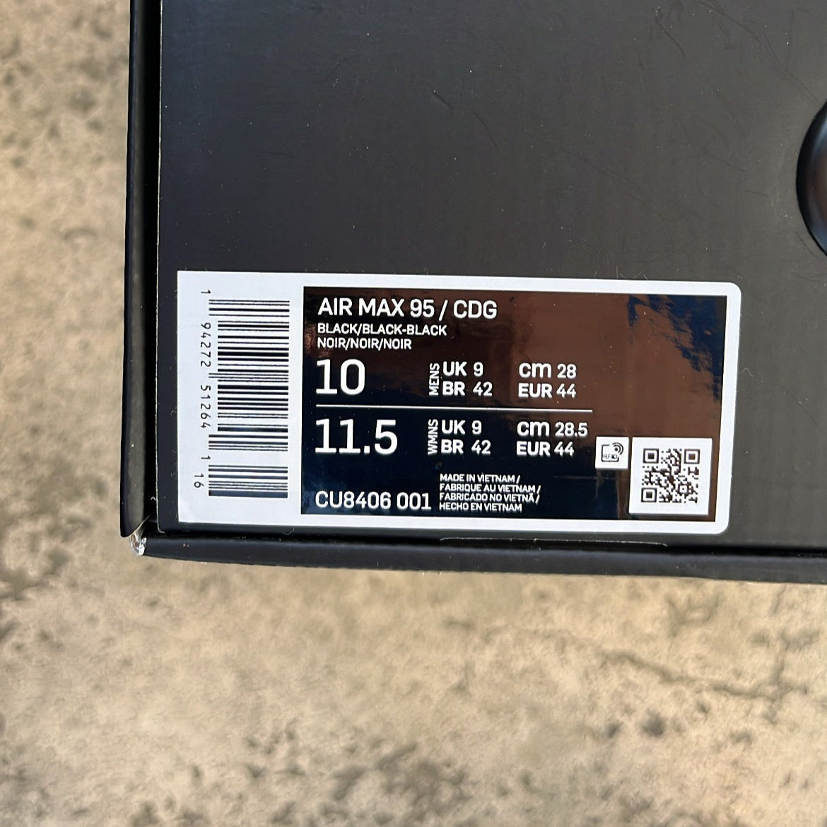 Air Max 95 CDG Black - EU44 / US10 / UK9