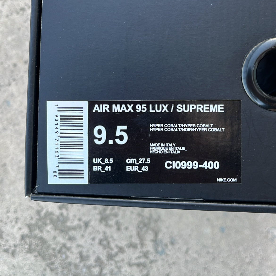 Air Max 95 Supreme Blue - EU43 / US9.5 / UK8.5