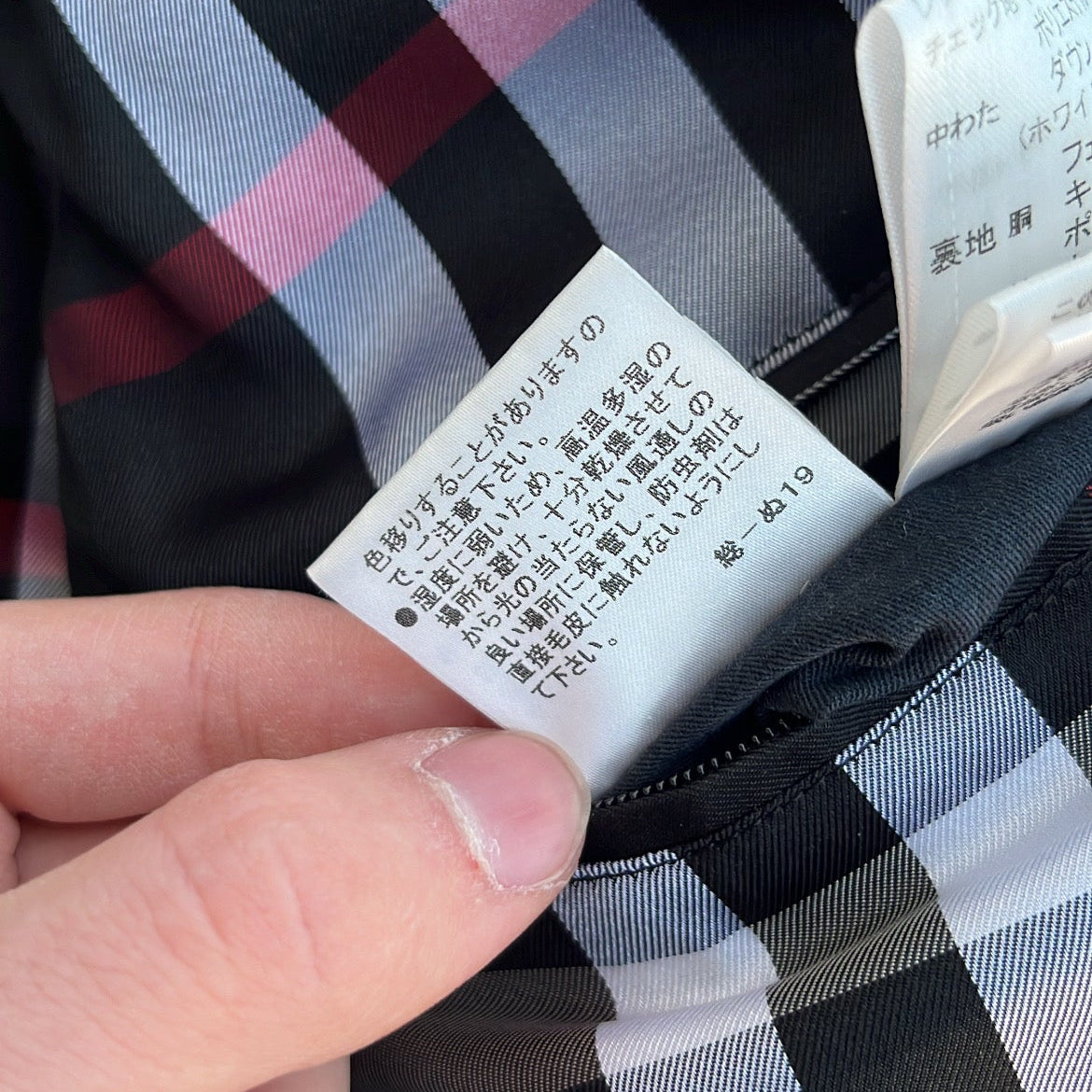 Burberry Black Label Glossy Black Jacket - M - Real Silver Fox Fur