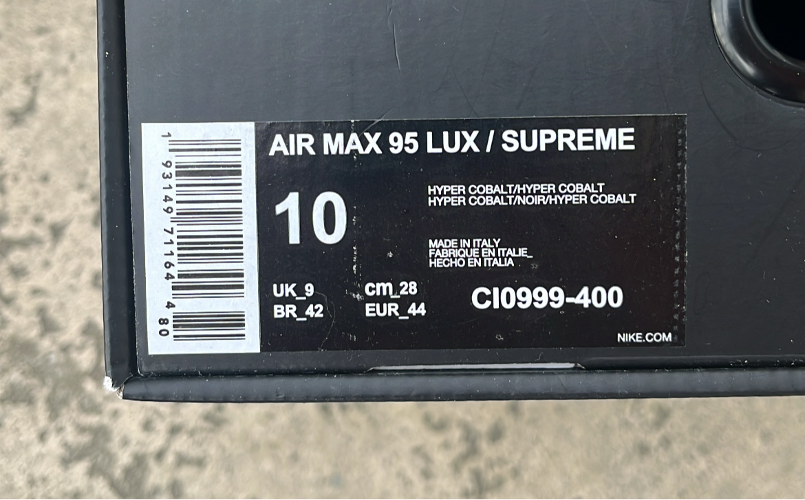 Air Max 95 Supreme Blue - EU44 / US10 / UK9