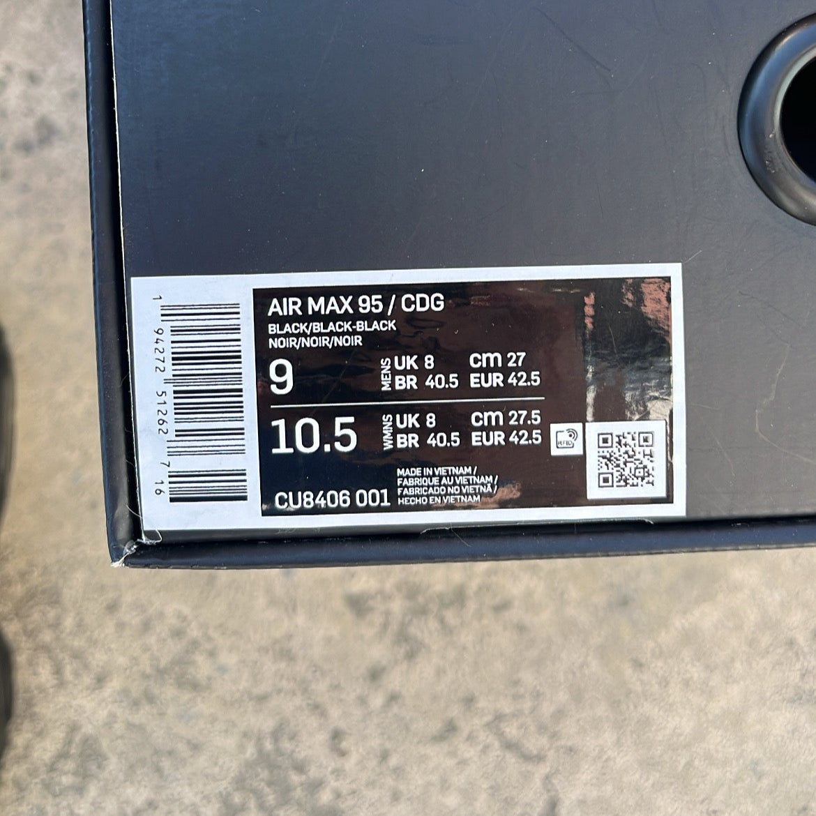Air Max 95 CDG Black - EU42.5 / US9 / UK8