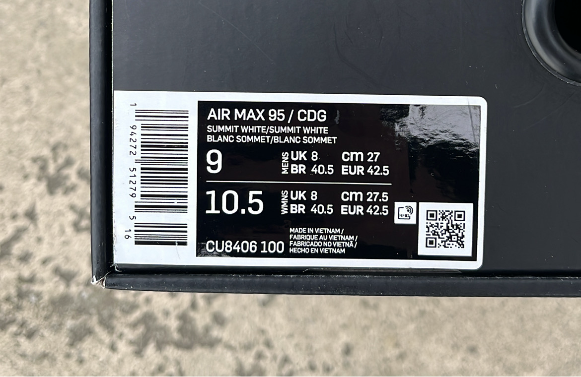 Air Max 95 CDG White - EU42.5 / US9 / UK8