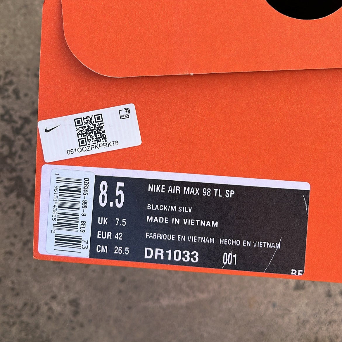 Air Max 98TL Supreme Black - EU42 / US8.5 / UK7.5