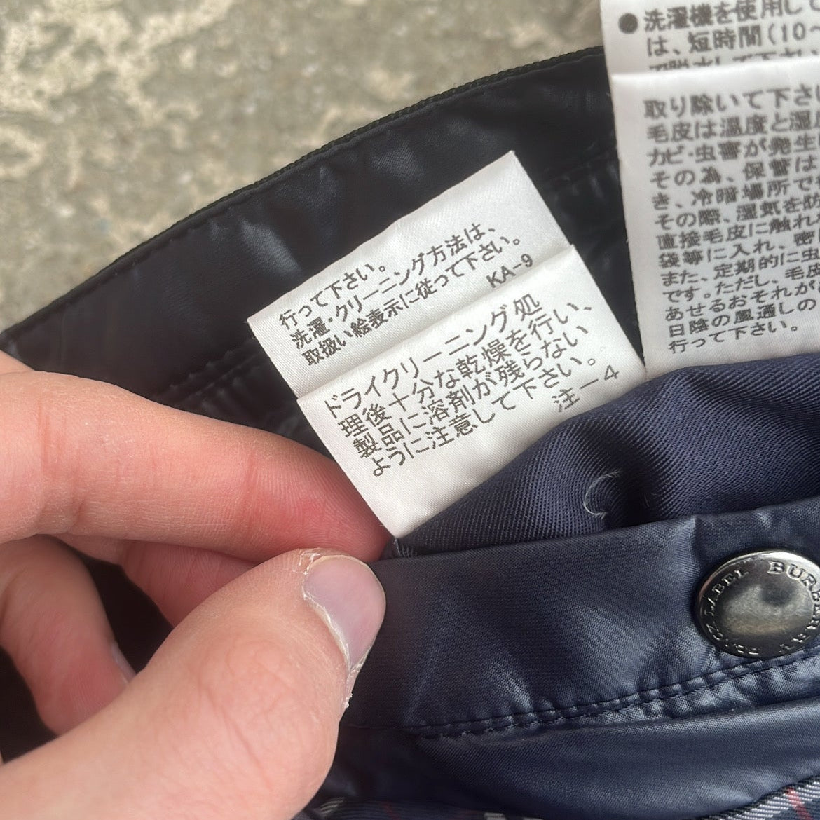 Burberry Black Label Glossy Navy Blue Jacket - M - Real Silver Fox Fur