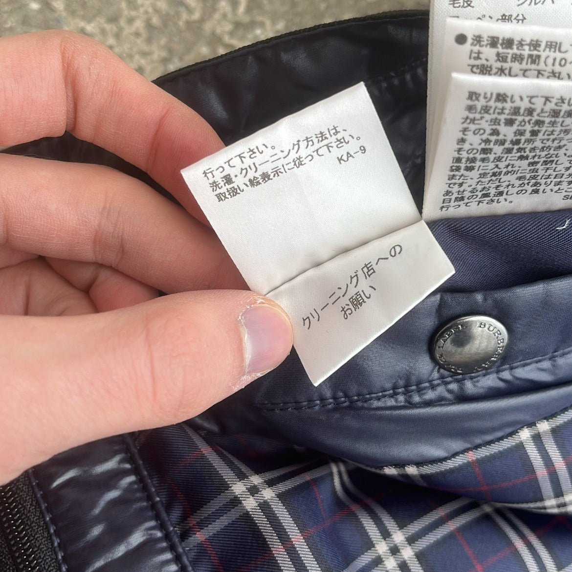 Burberry Black Label Glossy Navy Blue Jacket - M - Real Silver Fox Fur