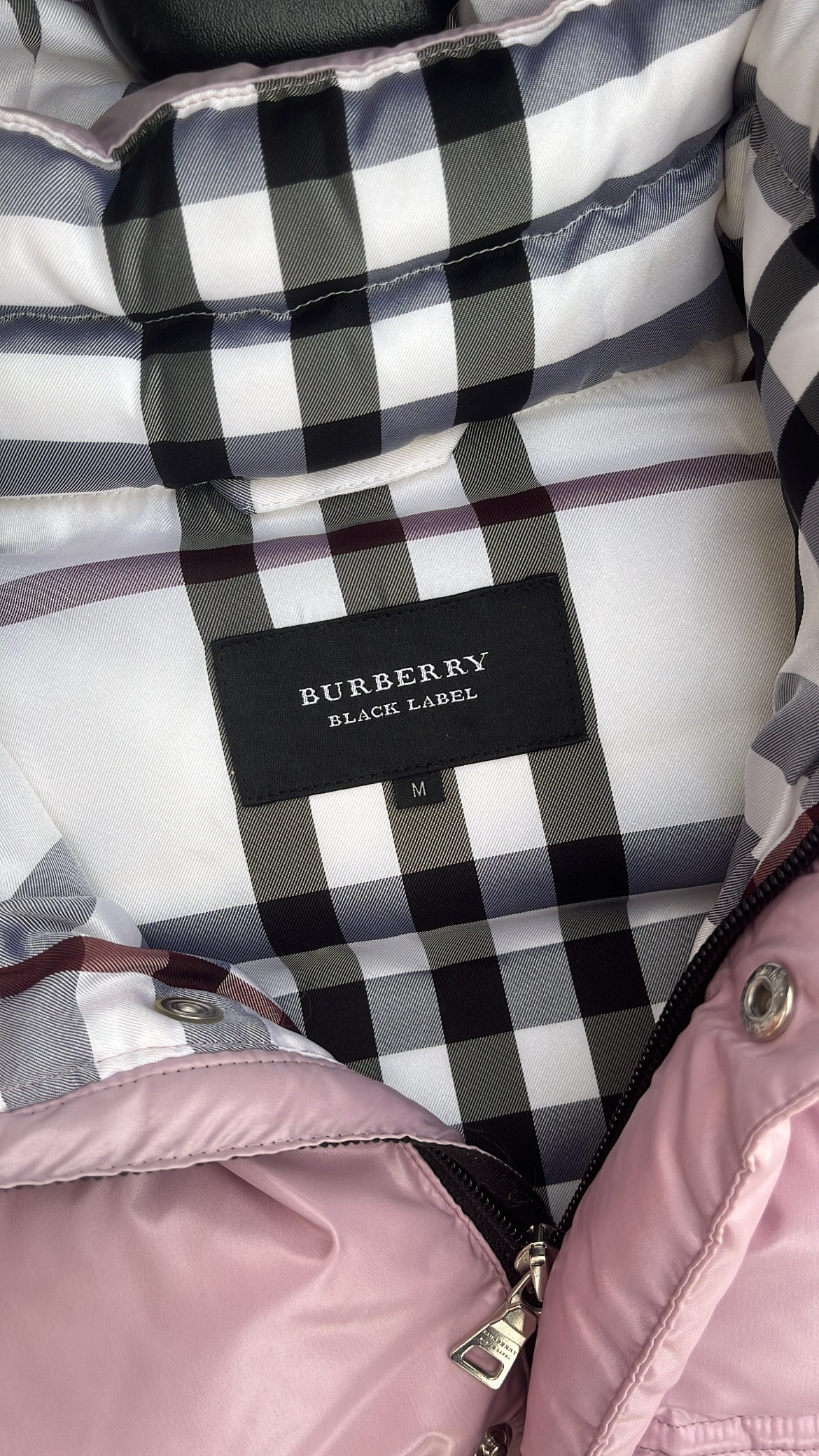 Burberry Black Label Glossy Pink Jacket - M - Real Silver Fox Fur