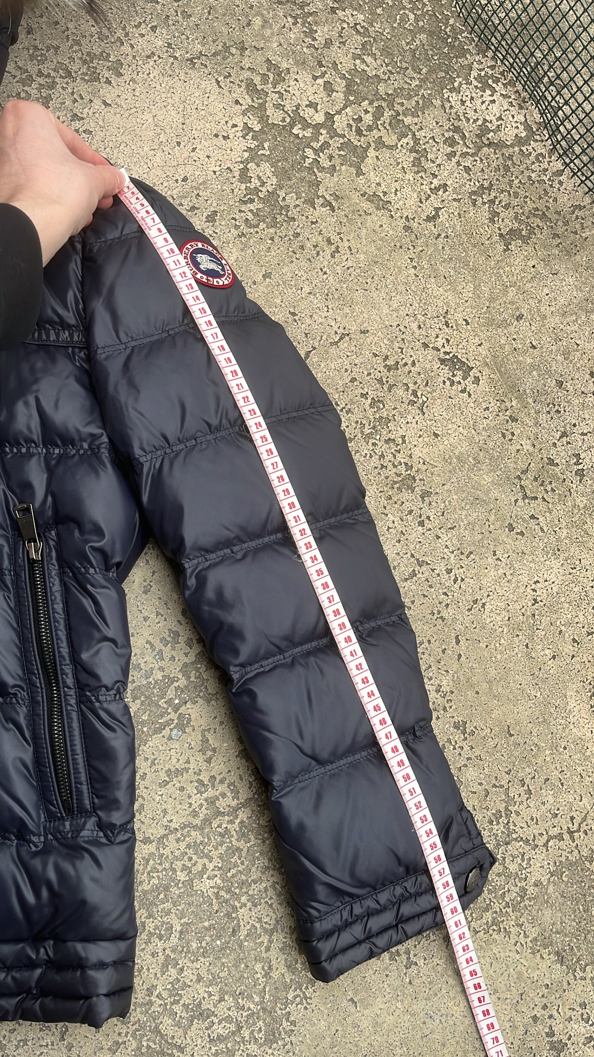 Burberry Black Label Glossy Navy Blue Jacket - M - Real Silver Fox Fur