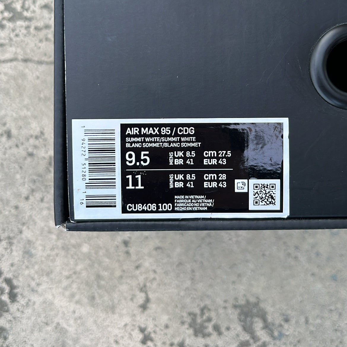 Air Max 95 CDG White - EU43 / US9.5 / UK8.5