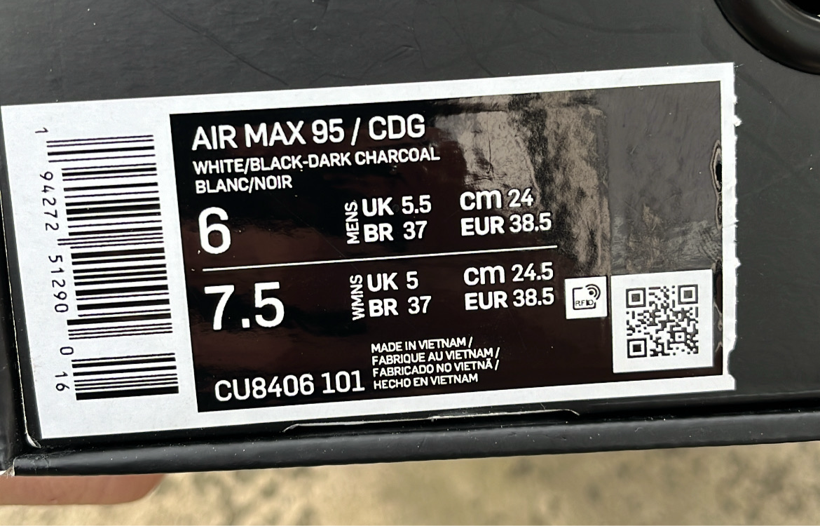 Air Max 95 CDG Grey - EU38.5 / US6 / UK5.5