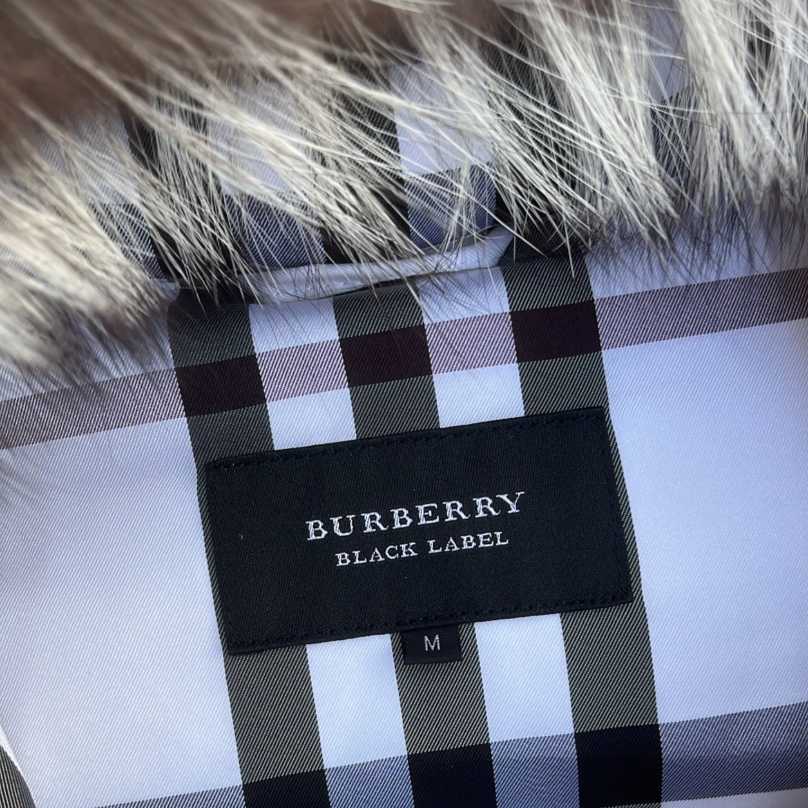 Burberry Black Label Glossy White Jacket - M - Real Silver Fox Fur