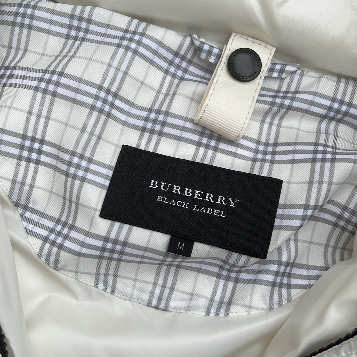 Burberry Black Label Glossy White Jacket - M - Real Silver Fox Fur