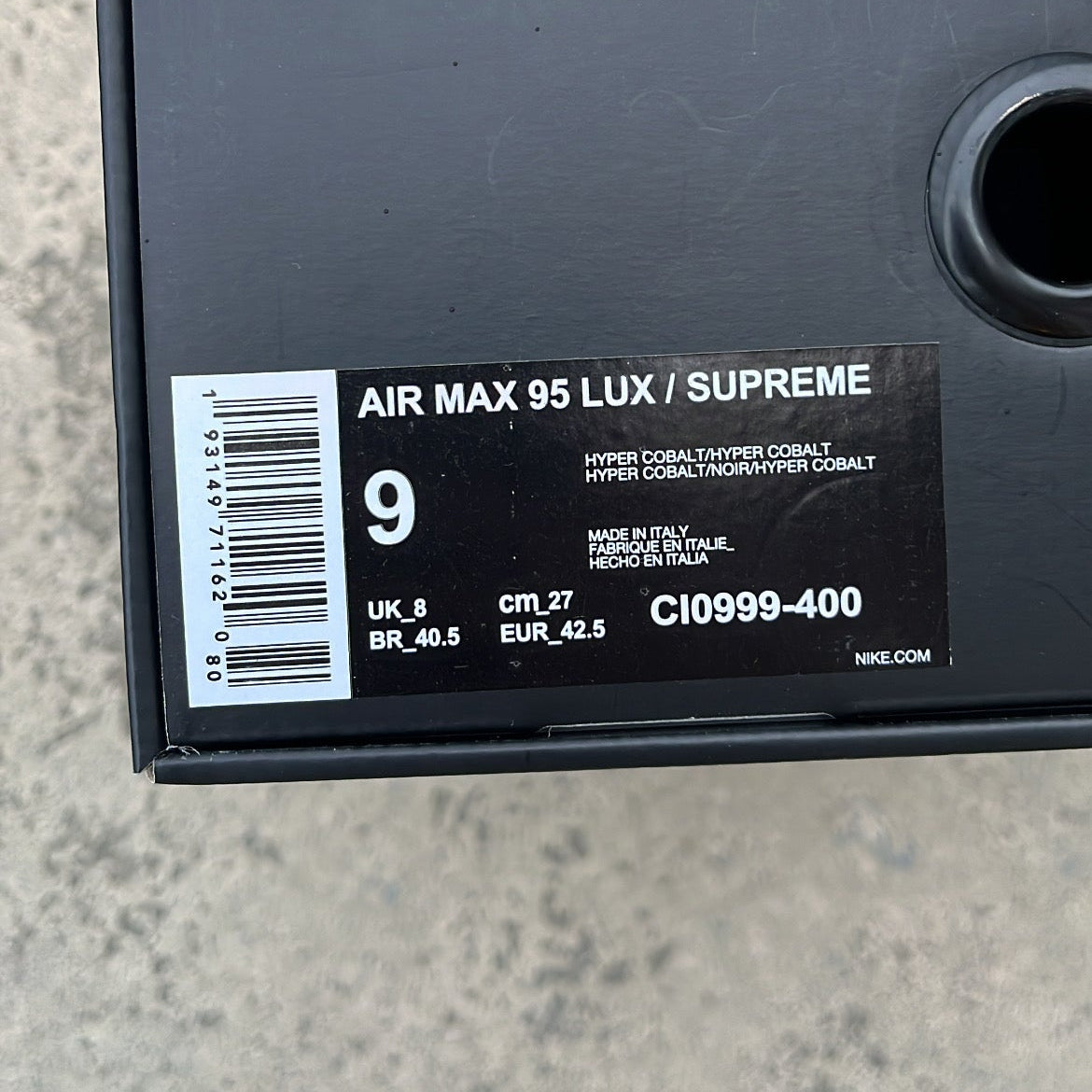 Air Max 95 Supreme Blue - EU42.5 / US9 / UK8