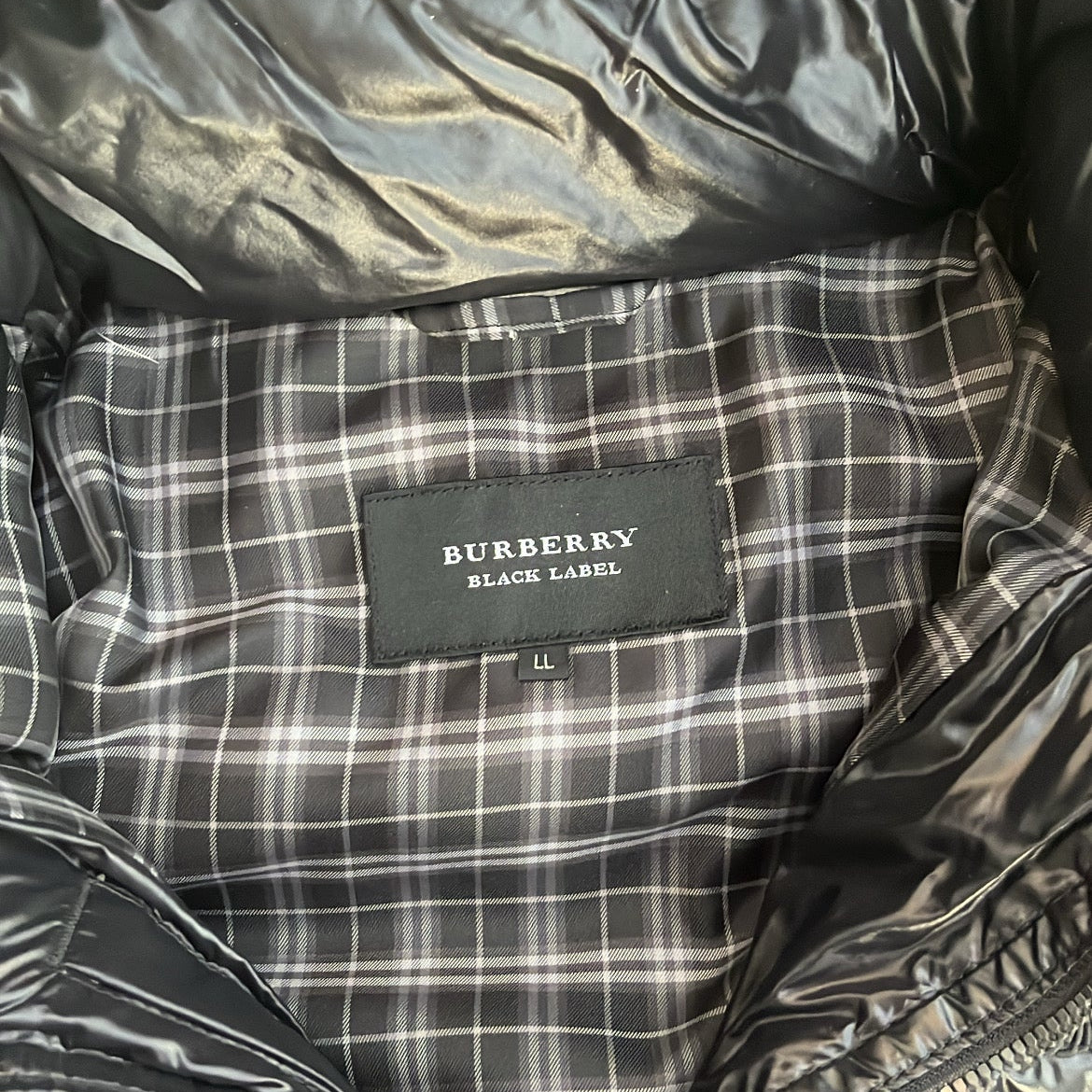 Burberry Black Label Glossy Black Jacket - LL - Real Silver Fox Fur