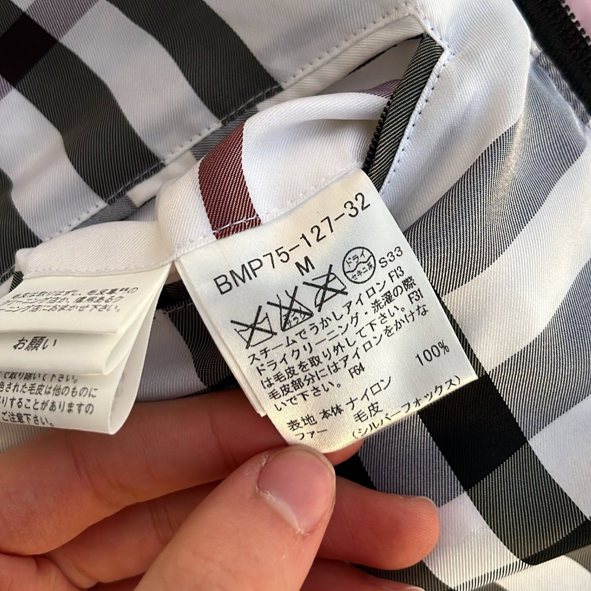 Burberry Black Label Glossy Pink Jacket - M - Real Silver Fox Fur