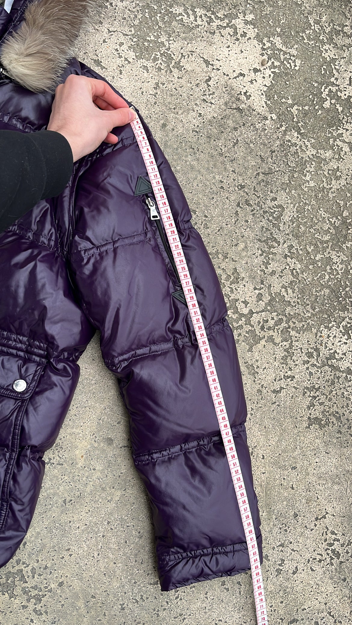 Burberry Black Label Glossy Purple Jacket - L - Real Silver Fox Fur