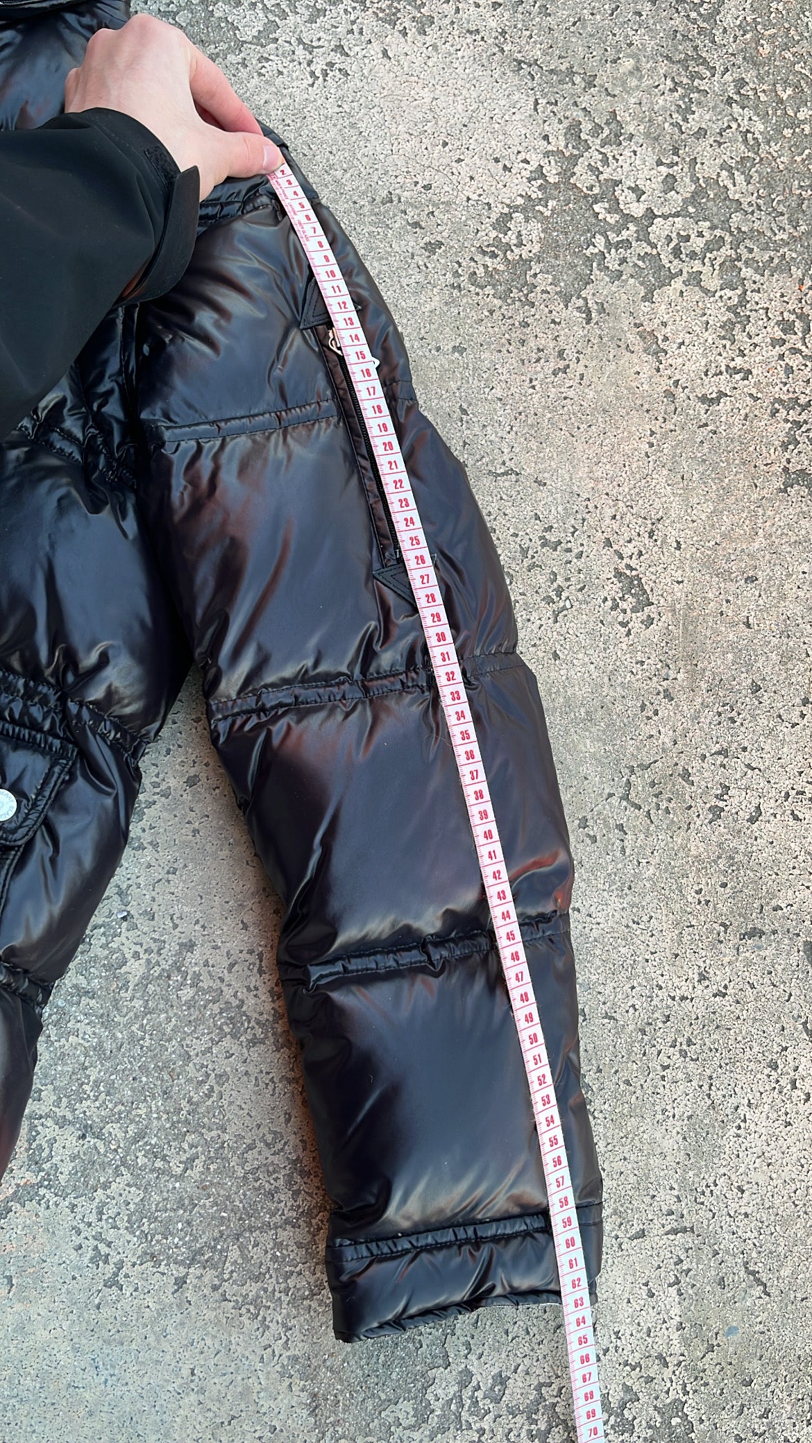 Burberry Black Label Glossy Black Jacket - M - Real Silver Fox Fur