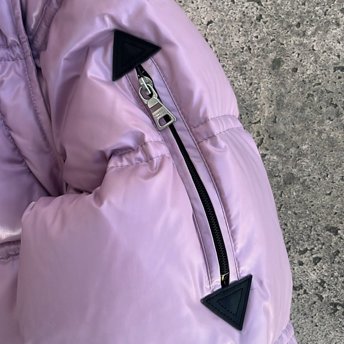 Burberry Black Label Glossy Pink Jacket - M - Real Silver Fox Fur