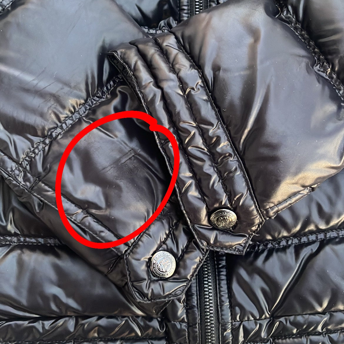 Burberry Black Label Glossy Black Jacket - LL - Real Silver Fox Fur