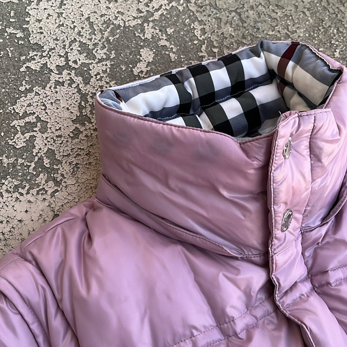 Burberry Black Label Glossy Pink Jacket - M - Real Silver Fox Fur