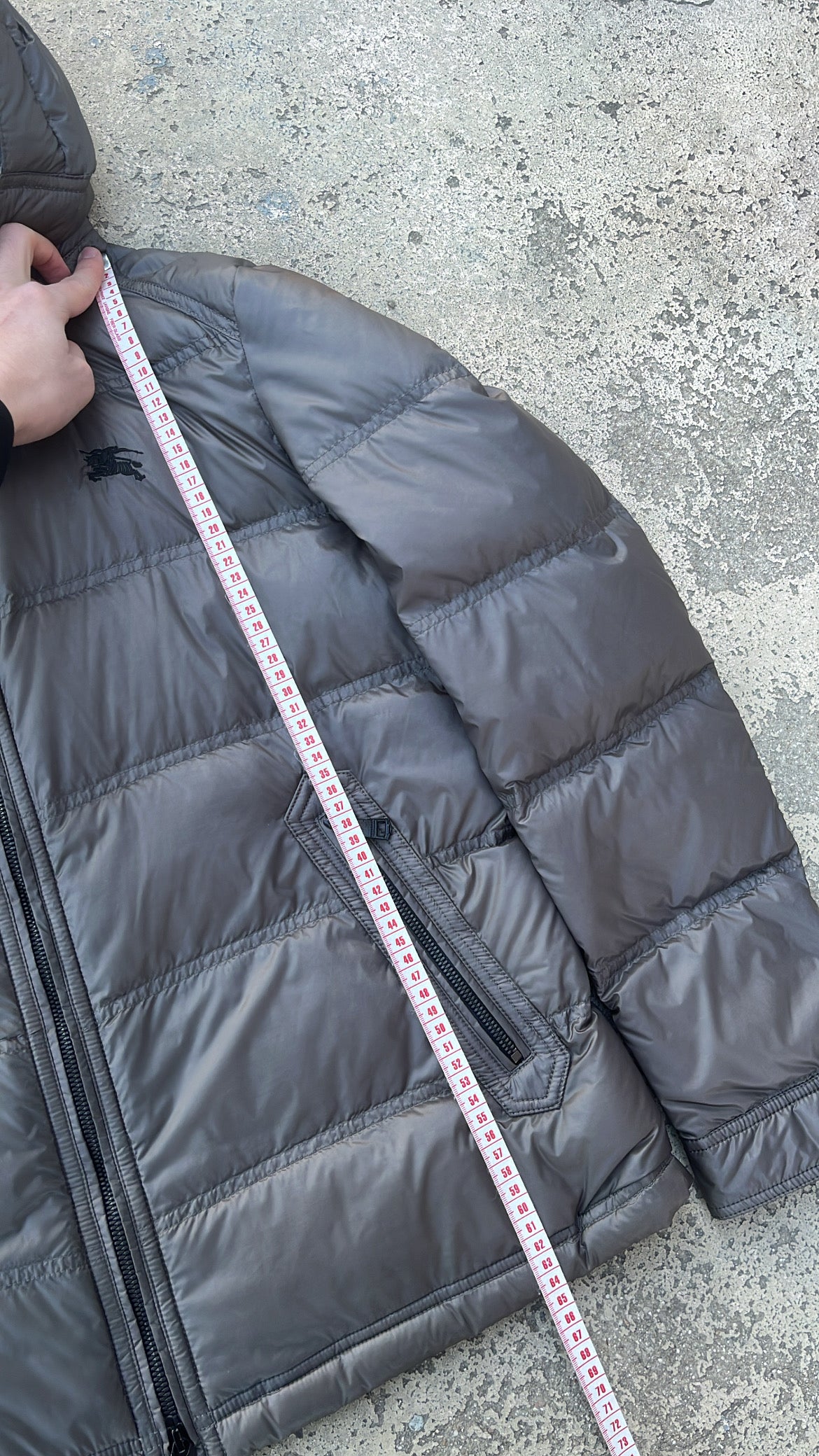 Burberry Black Label Glossy Grey Jacket - L - Real Silver Fox Fur