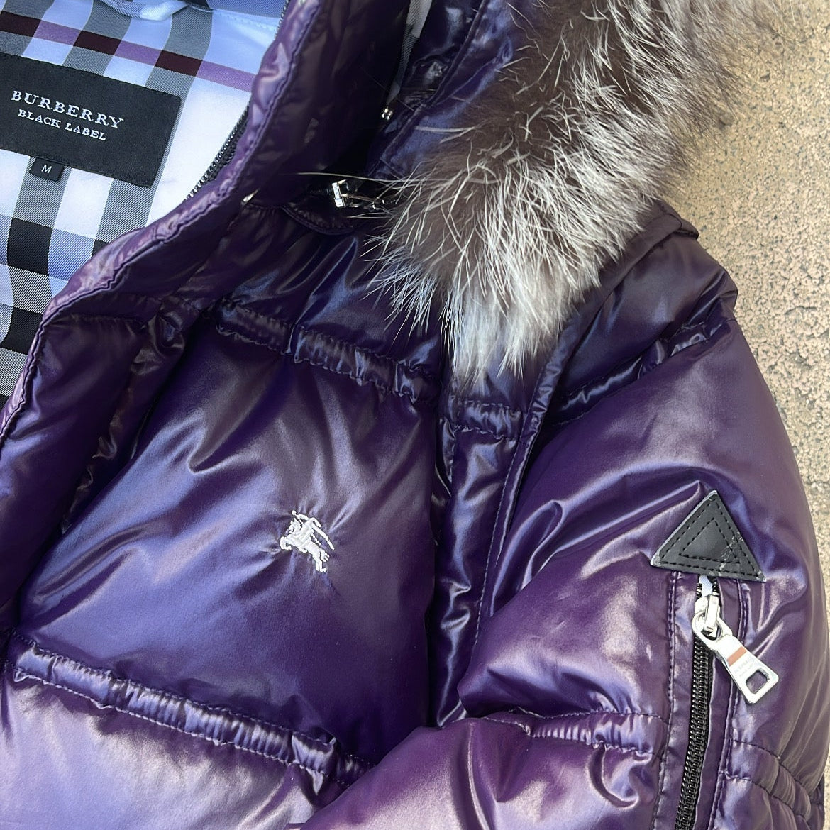 Burberry Black Label Glossy Purple Jacket - M - Real Silver Fox