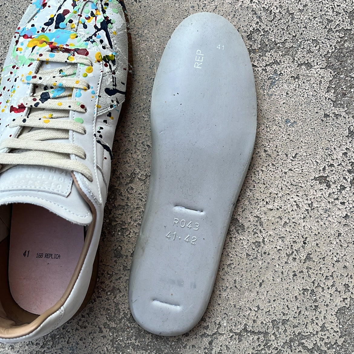 Maison Margiela GAT Paint Splatter White - EU41 / US8 / UK7