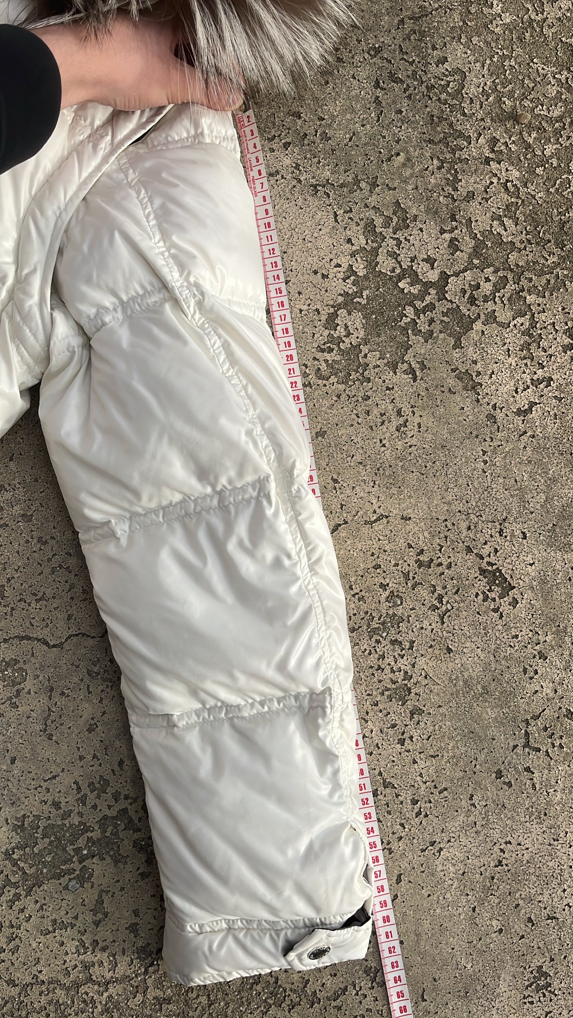 Burberry Black Label Glossy White Jacket - M - Real Silver Fox Fur