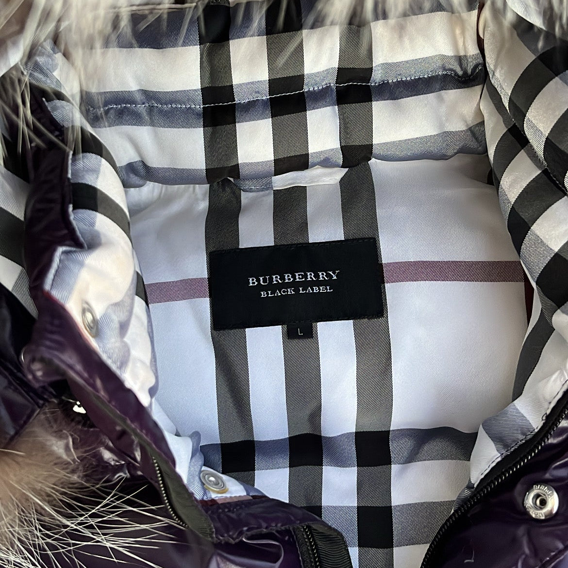 Burberry Black Label Glossy Purple Jacket - L - Real Silver Fox