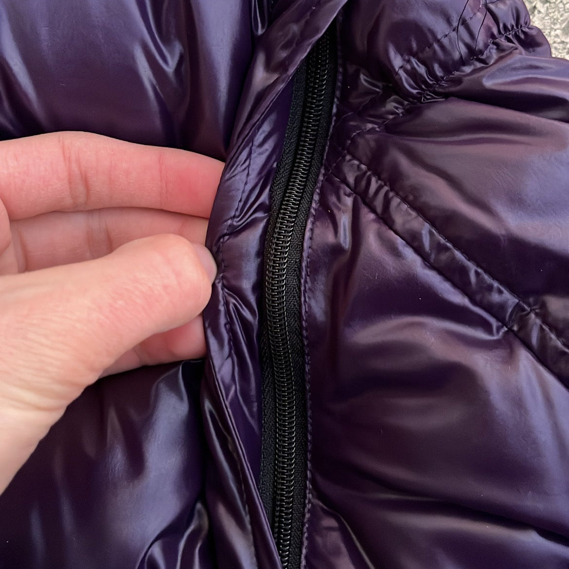 Burberry Black Label Glossy Purple Jacket - L - Real Silver Fox Fur