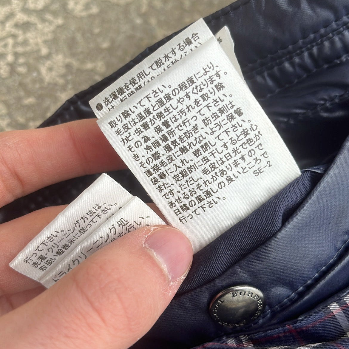 Burberry Black Label Glossy Navy Blue Jacket - L - Real Silver Fox Fur