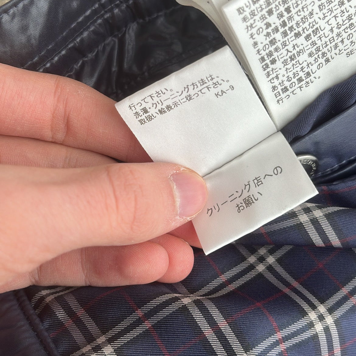 Burberry Black Label Glossy Navy Blue Jacket - L - Real Silver Fox Fur