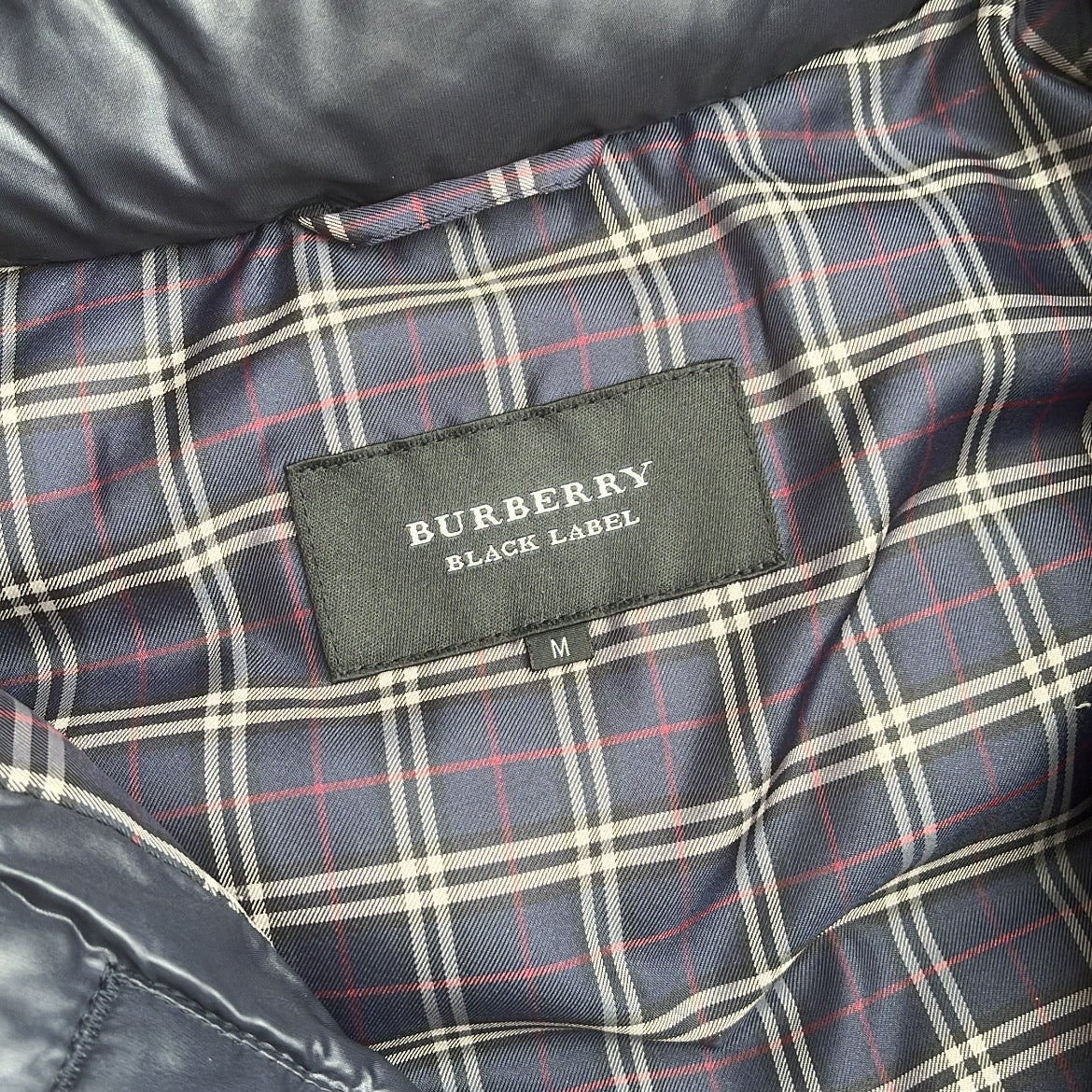 Burberry Black Label Glossy Navy Blue Jacket - M - Real Silver Fox Fur
