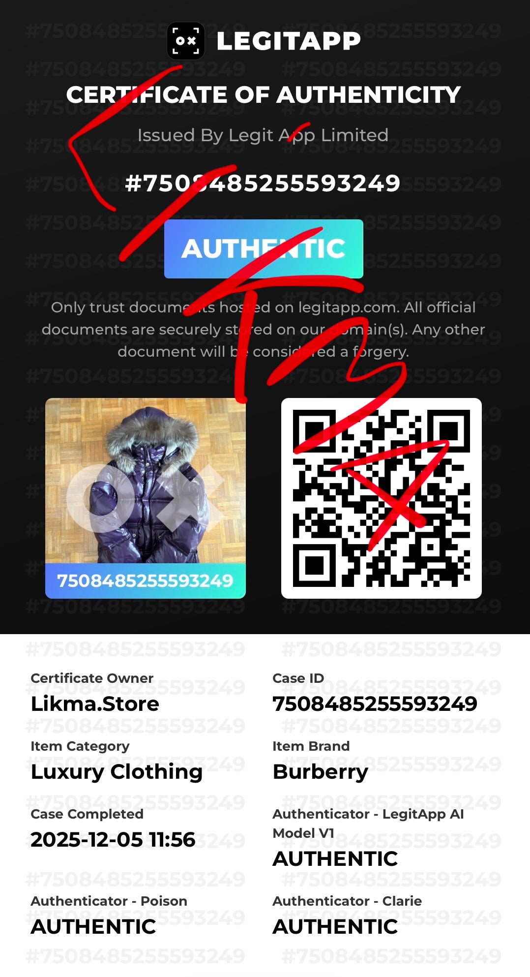 Burberry Black Label Glossy Purple Jacket - M - Real Silver Fox Fur