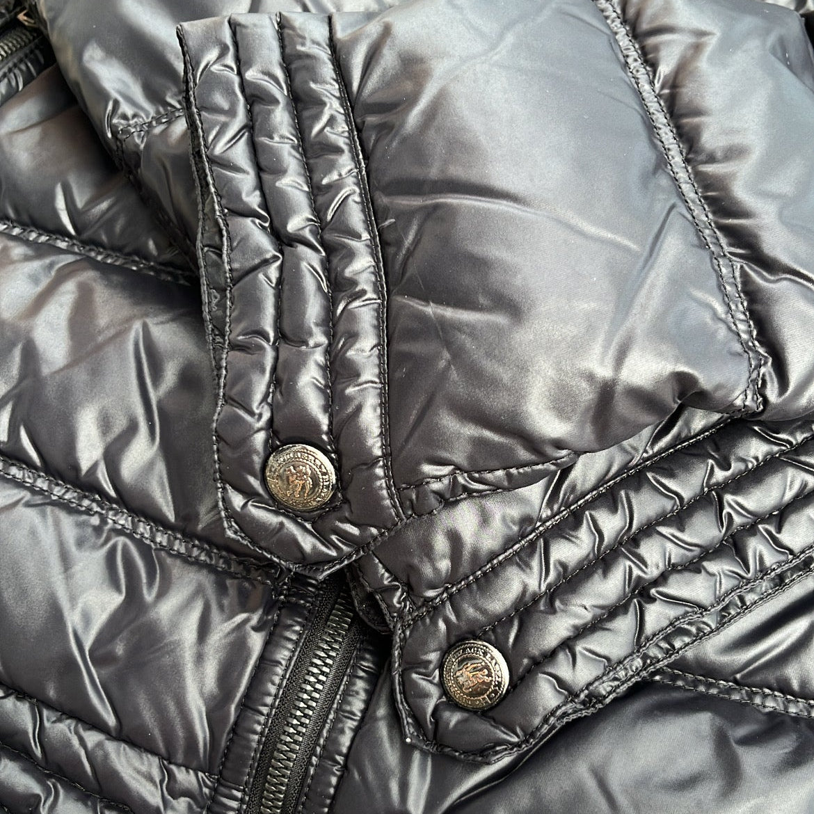 Burberry Black Label Glossy Black Jacket - L - Silver Fox Fur